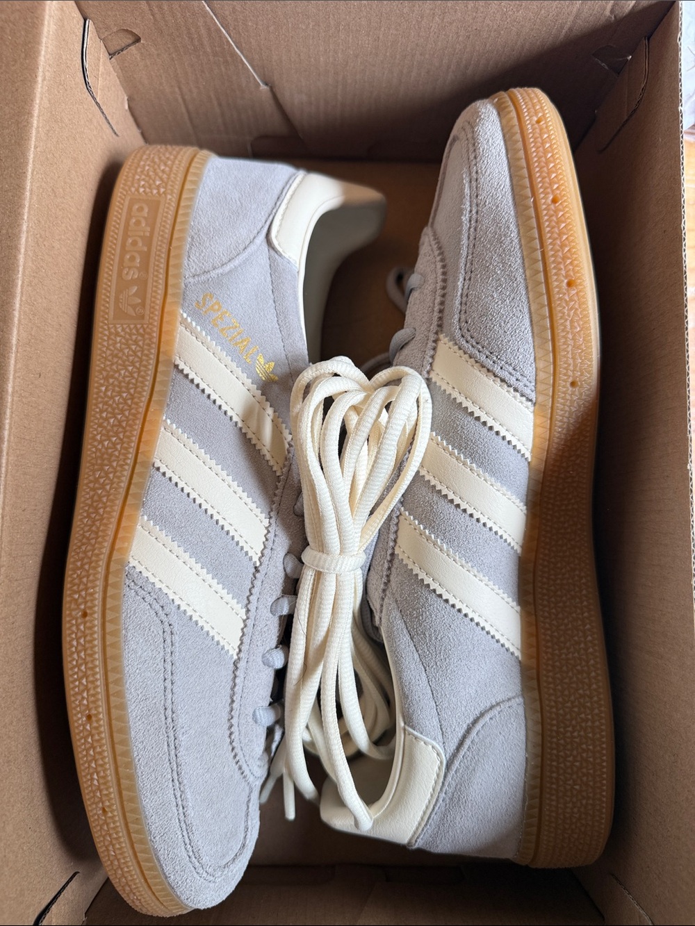 Adidas Handball Spezial Suede Sneakers - Light Gray & Cream - Picture 8 of 9